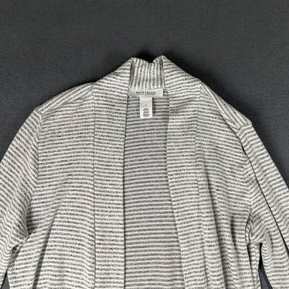 WHBM Small White Black Striped Open Front Long Sleeve Cardigan - Picture 3 of 9